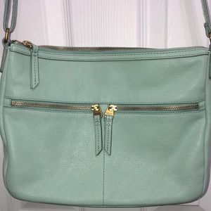 Fossil crossbody mint color purse, adjustable strap